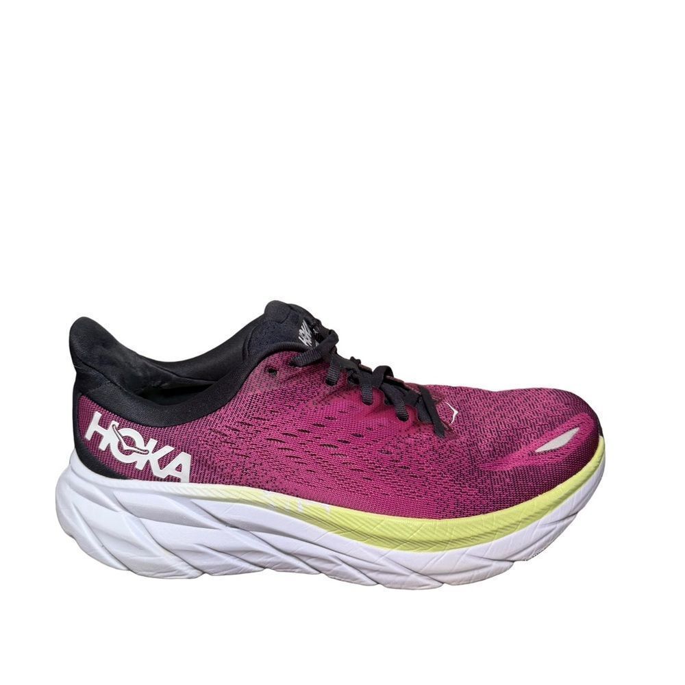 Hoka Women's Fuchsia and Lime Athletic Shoes Clifton 8 size 8B